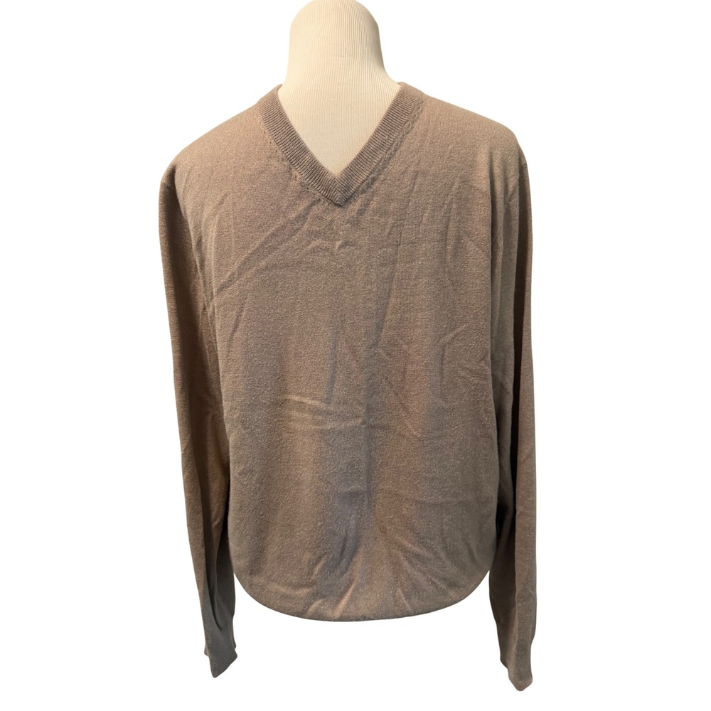 Johnston & Murphy Mens Silk Angora Blend V-Neck Sweater Light Brown Size M‎